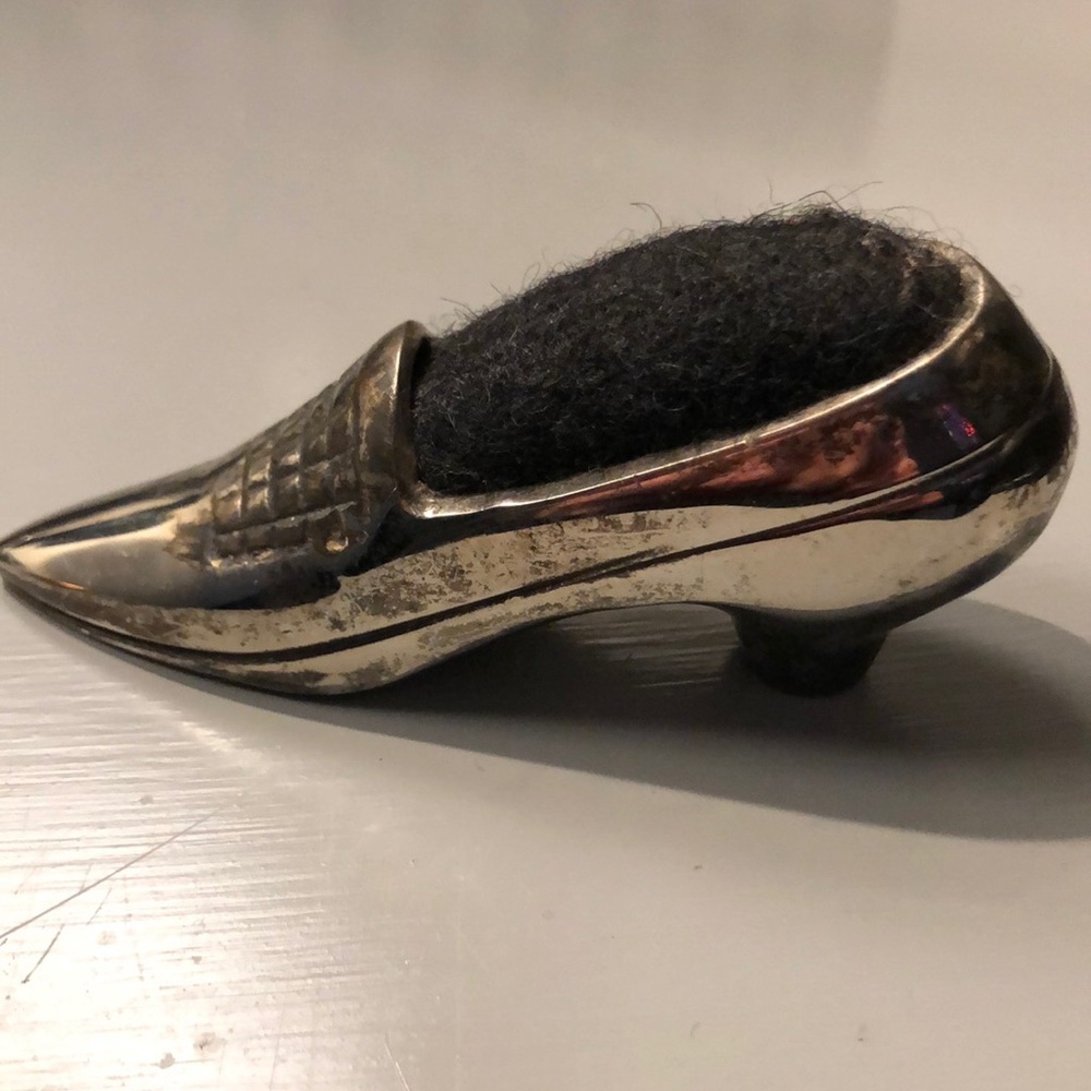 Vintage mini silver finish pin cushion